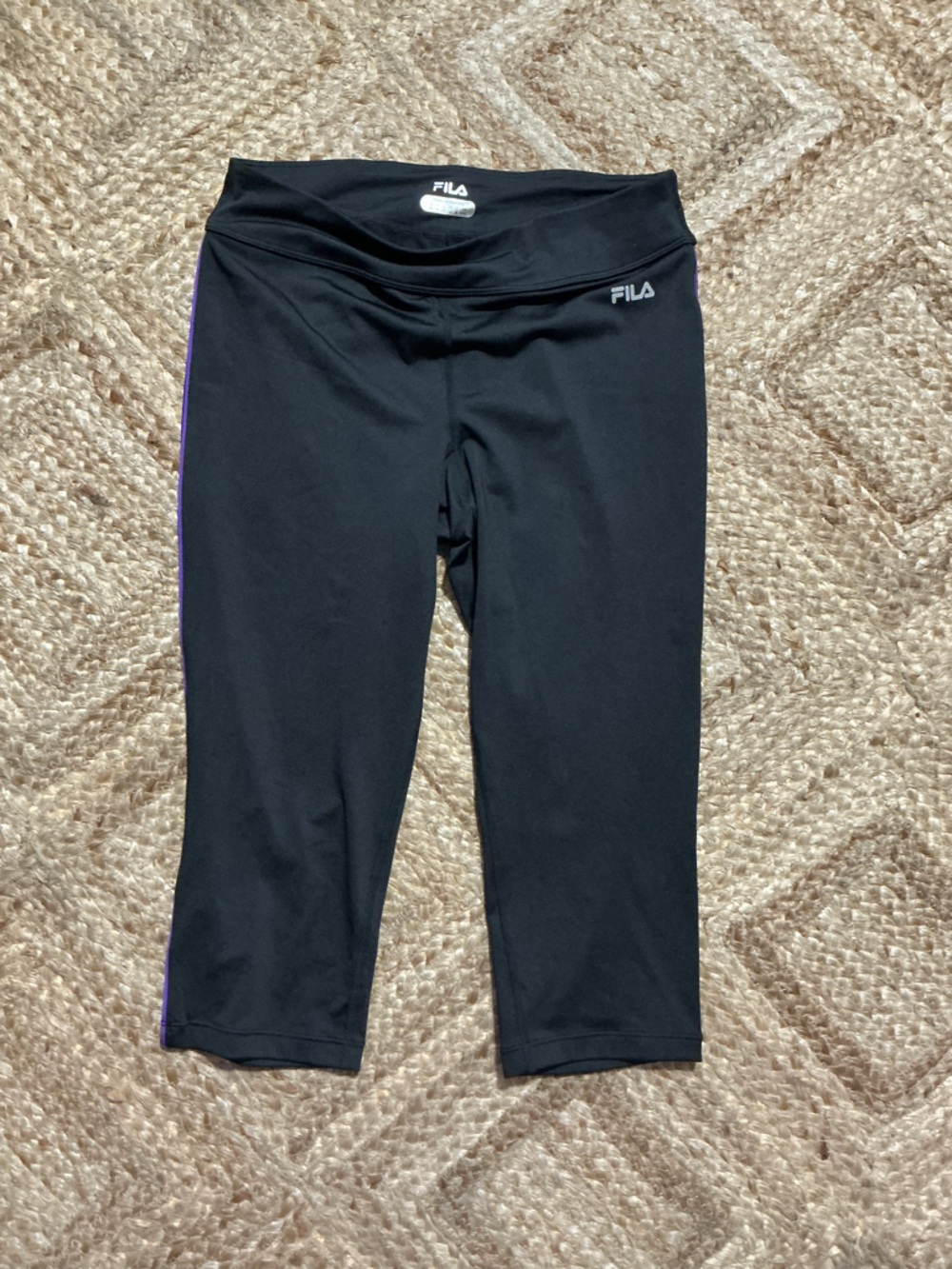 Fila Black Leggings with Silver Logo Accent